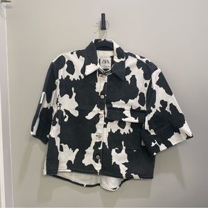 Zara Cow Print Jean Tshirt